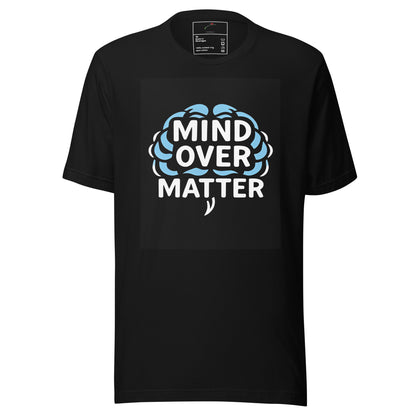 LuckeLadybug black Mind Over Matter T shirt with blue brain graphic psychology t-shirt for thinkers casual tee