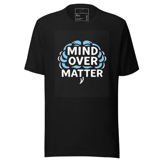 LuckeLadybug black Mind Over Matter T shirt with blue brain graphic psychology t-shirt for thinkers casual tee