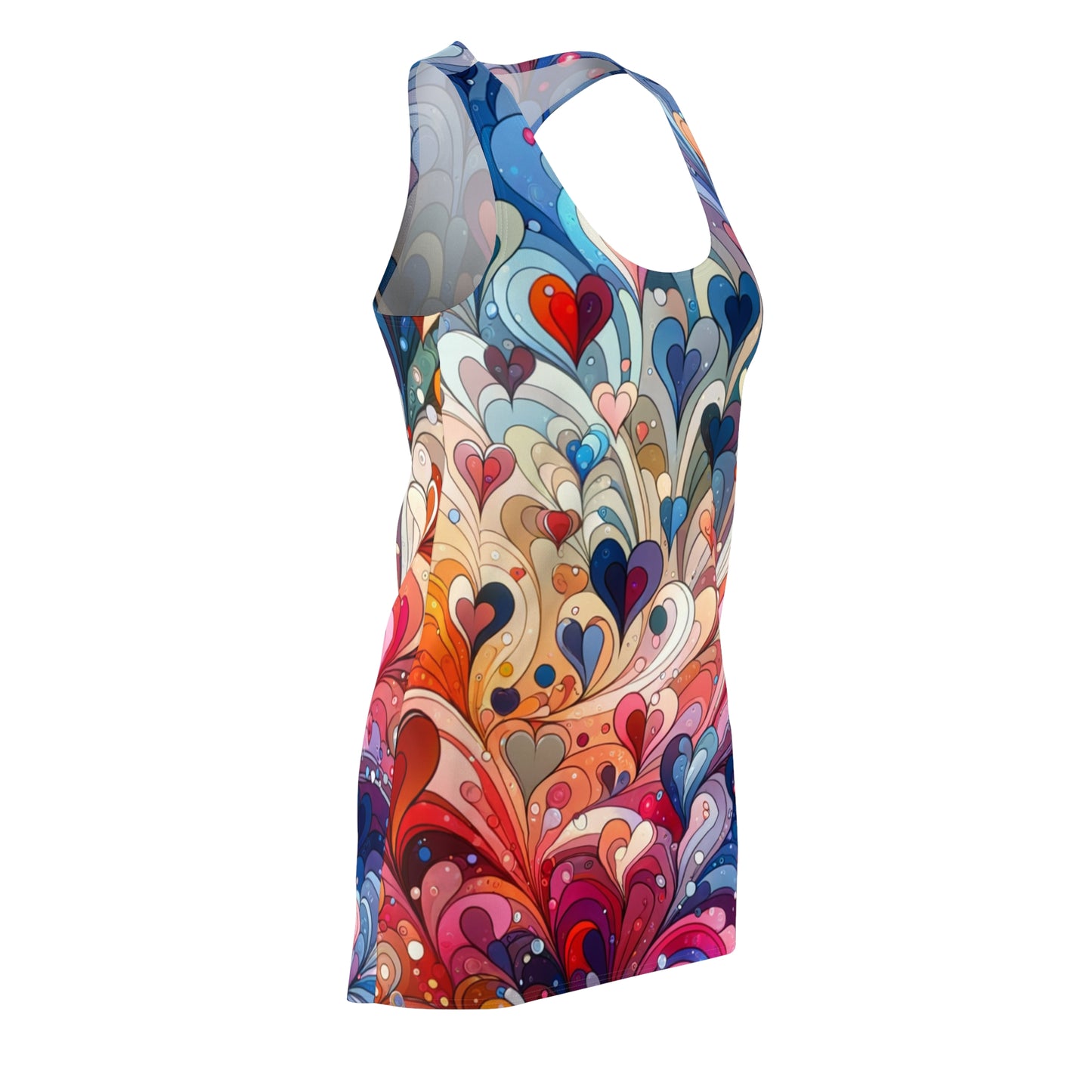 Colorful abstract heart pattern racerback summer dress for ladies by luckeladybug