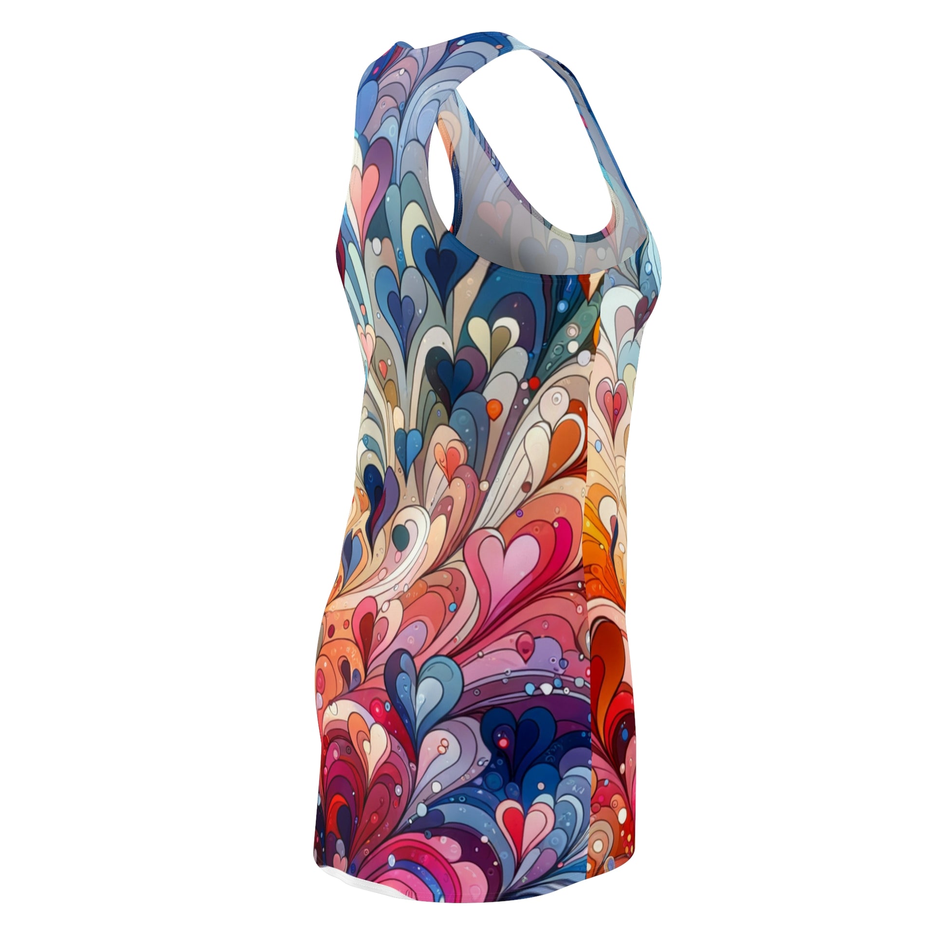 luckeladybug colorful racerback summer dress for ladies with vibrant heart pattern design