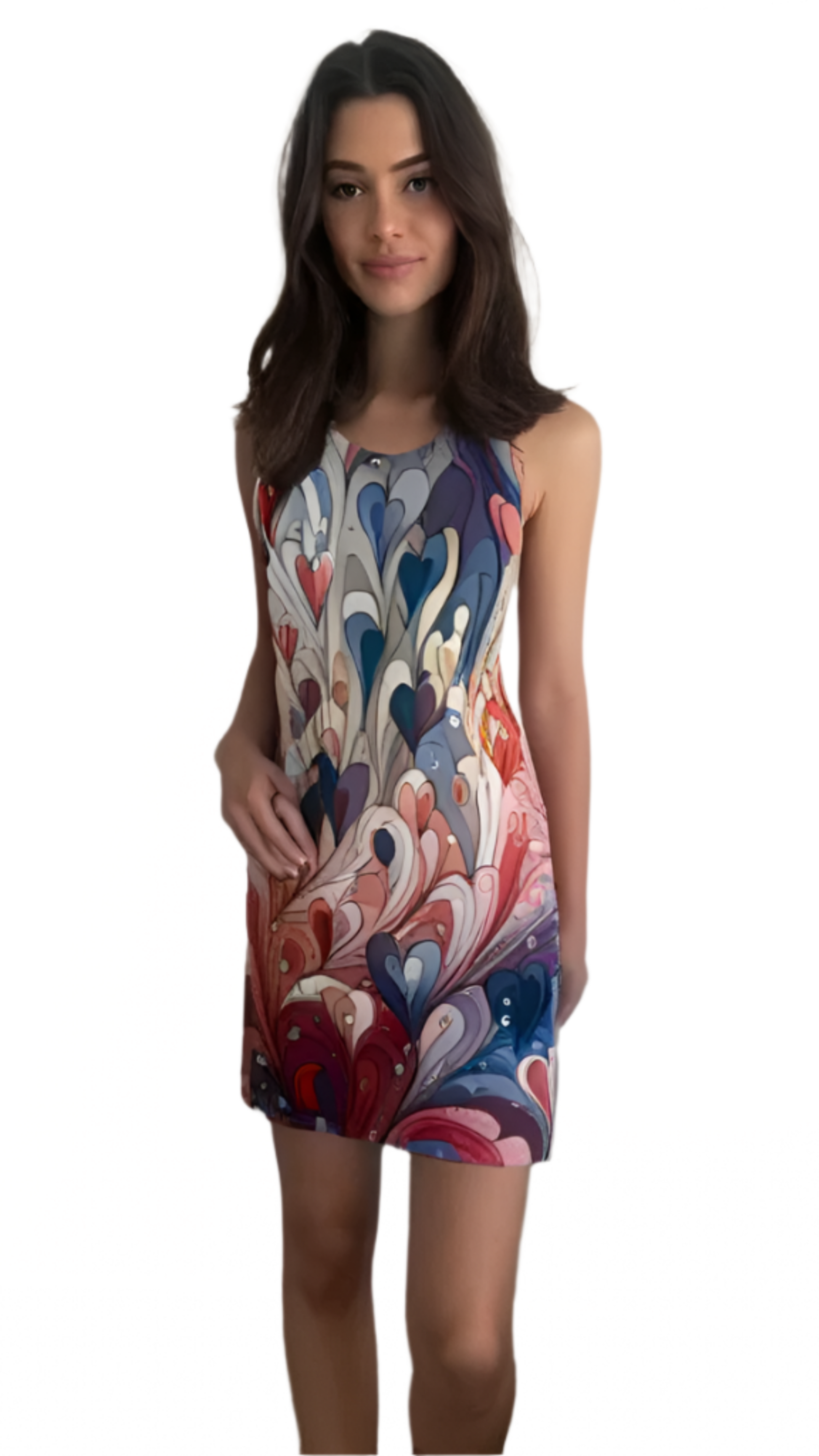 Luckeladybug colorful racerback summer dress for ladies with abstract floral pattern