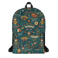LuckeLadybug canvas rucksack backpack featuring a whimsical camping design with adventure themes