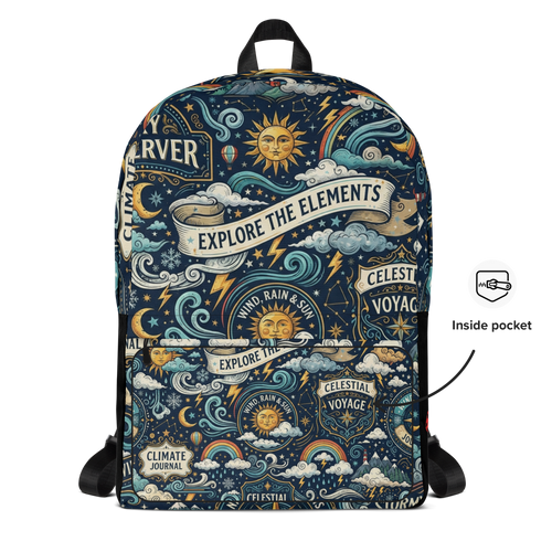 LuckeLadybug rucksack hiking backpack featuring a vibrant celestial design and durable fabric