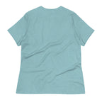 Back view of a light blue sea otter graphic t-shirt with short sleeves