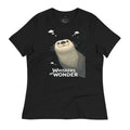 Black sea otter graphic t-shirt with cute otter and Whiskers of Wonder text