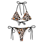 sexy animal print swimwear bikini with adjustable triangle top and tie-side bottoms