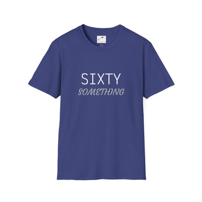 LuckeLadybug navy blue sixty something t shirt with white and gray text design