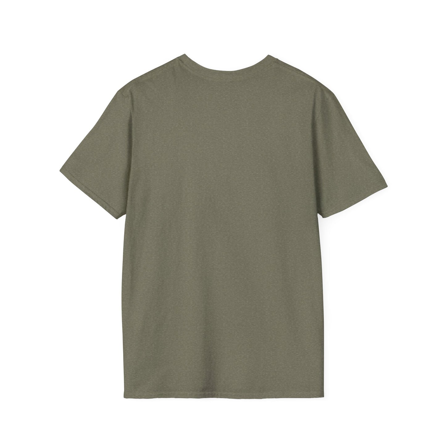 Olive green plain sixty something t shirt displayed from the back by LuckeLadybug
