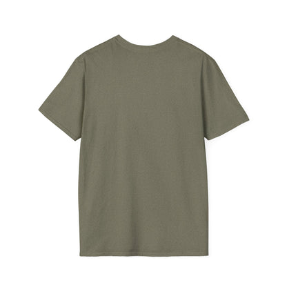 Olive green plain sixty something t shirt displayed from the back by LuckeLadybug