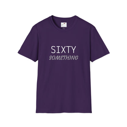 Purple sixty something t shirt with white and gray text by LuckeLadybug in classic fit