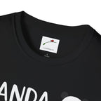 LuckeLadybug black softstyle panda love shirt with crew neck and white panda text design