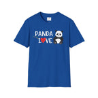 Blue softstyle panda love shirt with cute panda graphic and heart design by LuckeLadybug