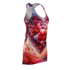 Luckeladybug stylish summer racerback dress with colorful heart pattern and vibrant red tones