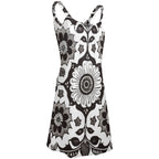 black and white floral beach dress with straps called sunny sling summer skirt