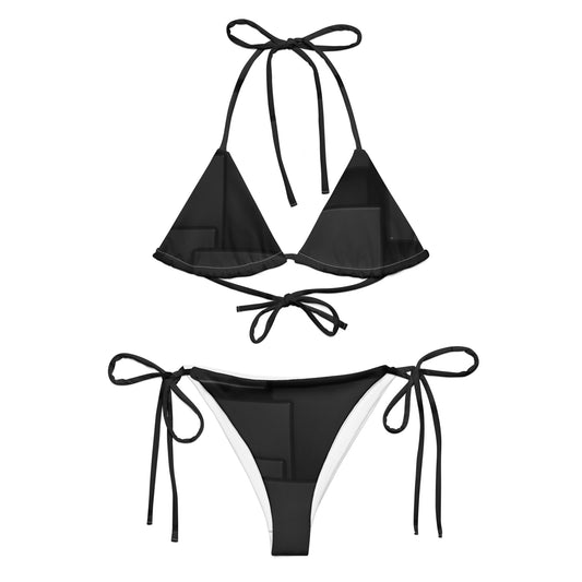 sustainable black string bikini with adjustable ties and triangle top and bottom set