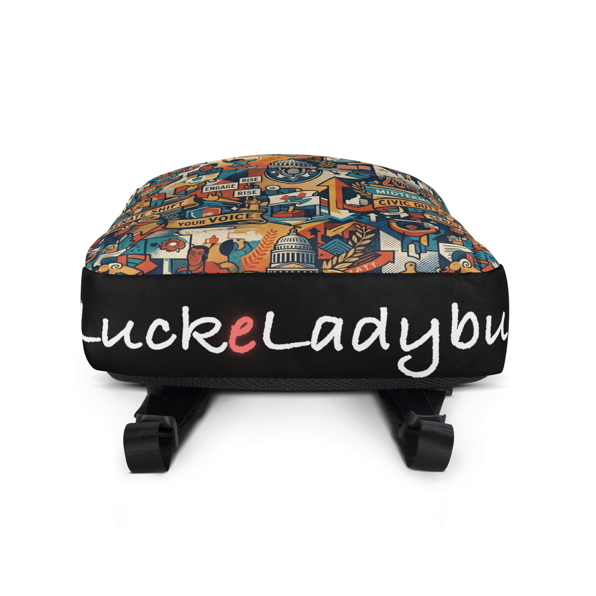 LuckeLadybug LLC colorful travel bag with unique graphic design for stylish travelers