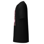 Black trendy fashion t-shirt by Printful with short sleeves and comfortable fit side view