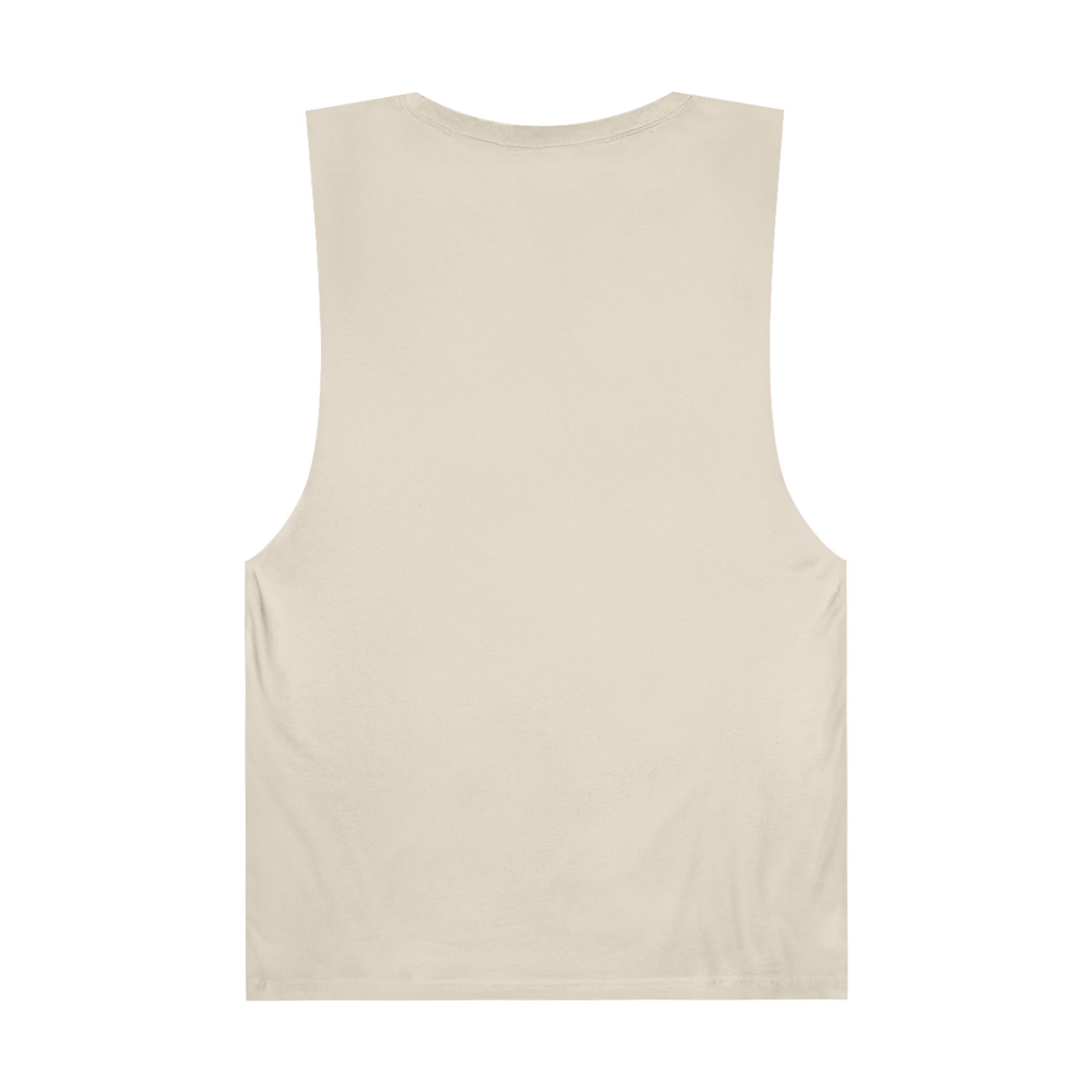 Beige LuckeLadybug trendy palm tree graphic tank showing back sleeveless design