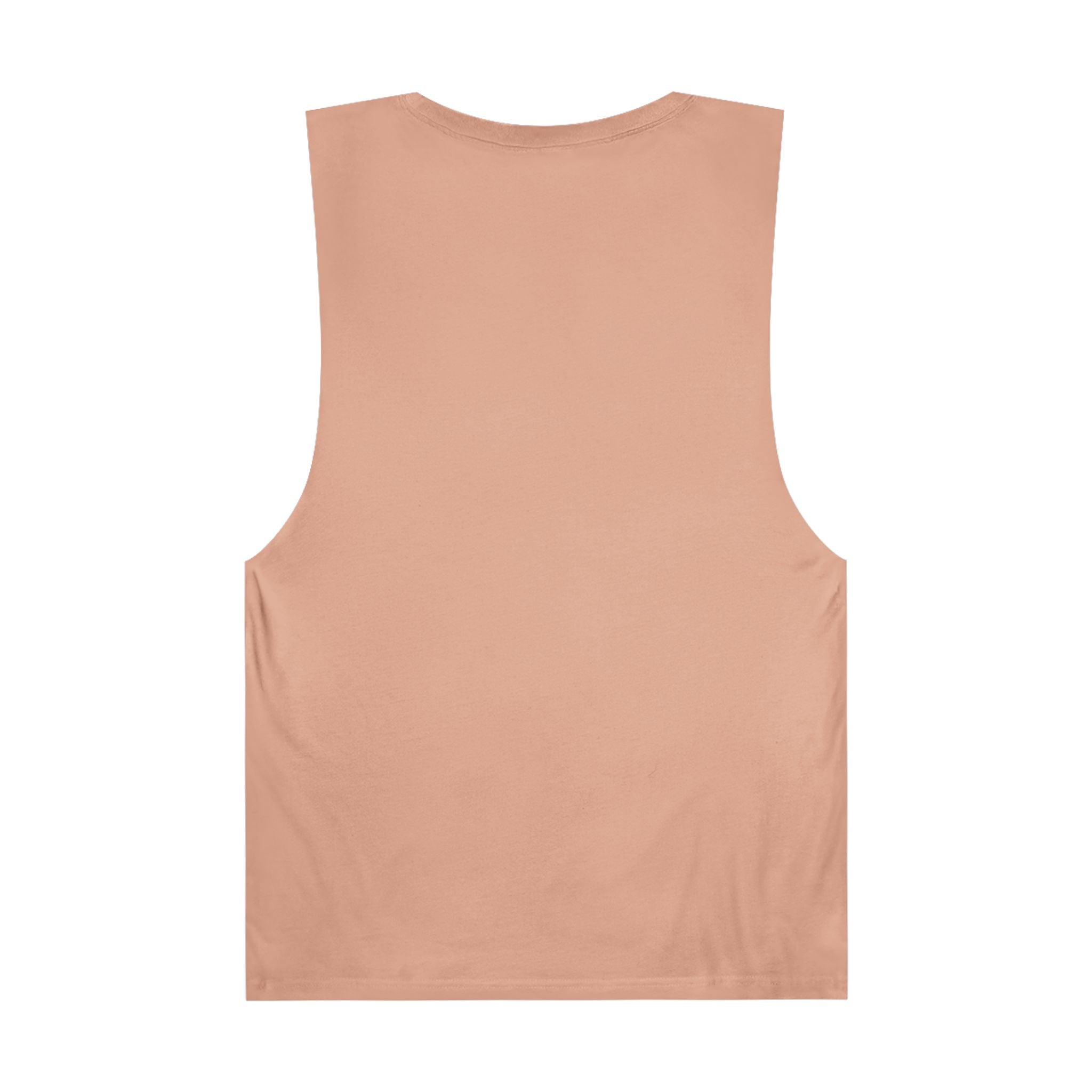 LuckeLadybug trendy palm tree graphic tank in solid peach color back view sleeveless design