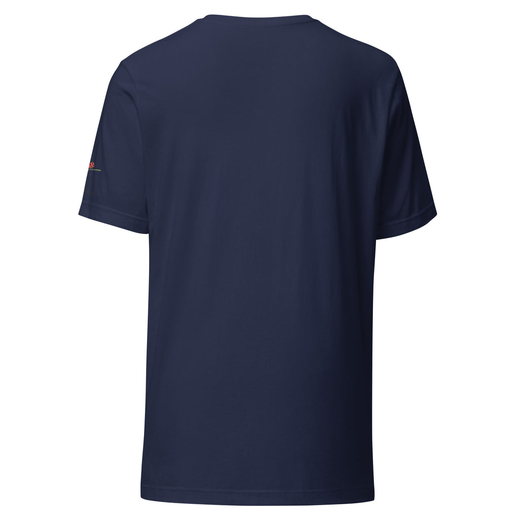 LuckeLadybug navy blue trendy vape graphic tee showing back view with short sleeves