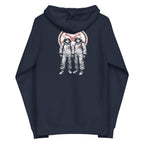 LuckeLadybug unique hazmat hoodie navy zip hoodie with two cartoon hazmat figures on back