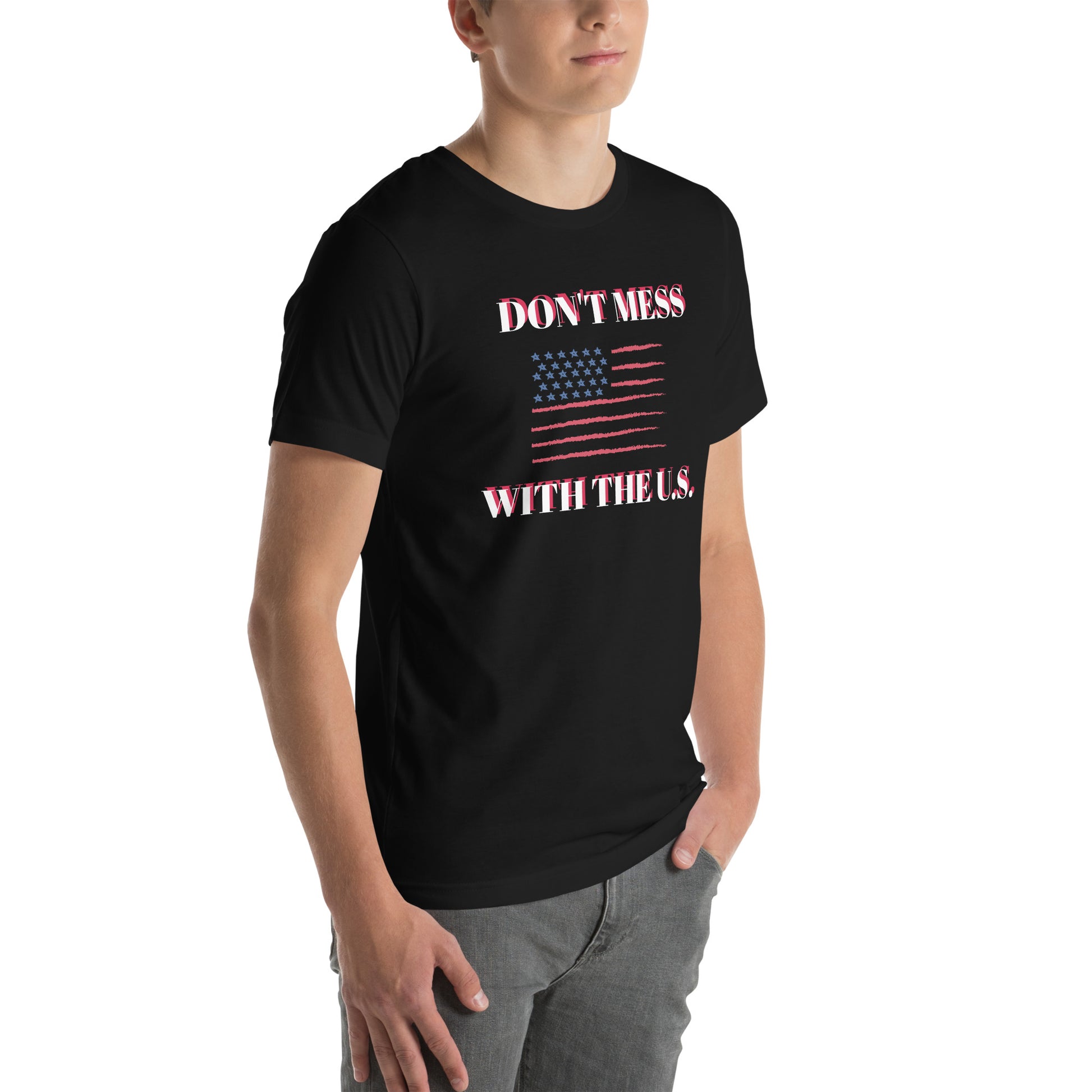 USA pride unisex t shirt black with American flag and dont mess with the US text