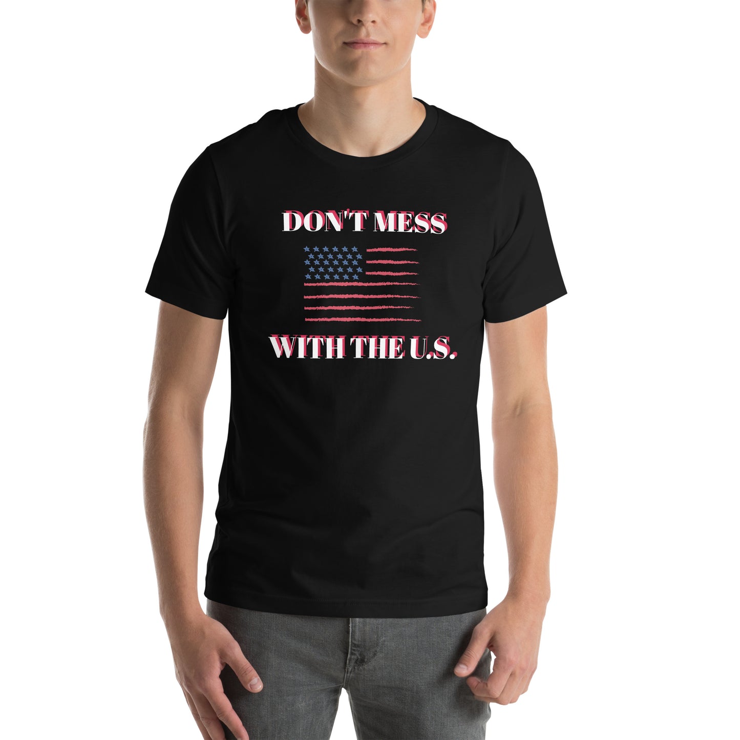 LuckeLadybug USA pride unisex t shirt black with Dont Mess With The U.S. flag design