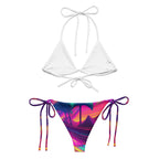 LuckeLadybug vibrant bikini set with white triangle top and colorful tropical print tie-side bottoms