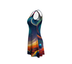 luckeladybug women's cosmic fashion dress flare dress with vibrant space and galaxy print