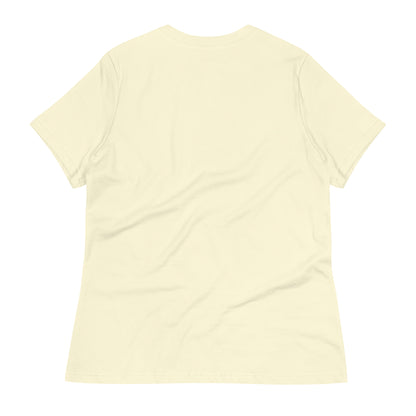 Back view of LuckeLadybug World's Okayest Momi T-shirt in a soft yellow color