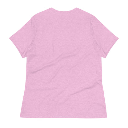 Pink back view of the World's Okayest Momi T-shirt by LuckeLadybug with a relaxed fit