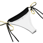 yellow black abstract bikini bottom with side tie strings and modern color block design