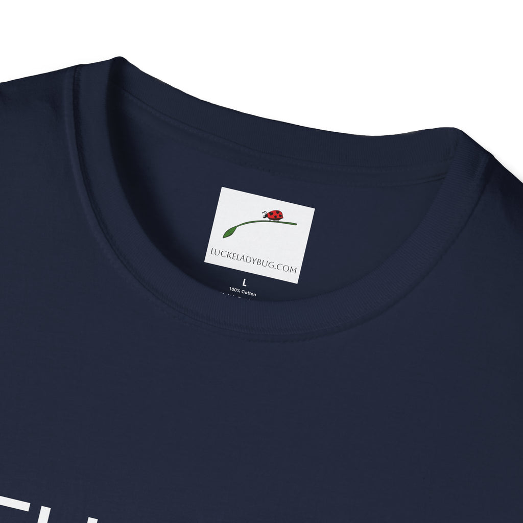LuckeLadybug navy blue thirty something t shirt with round neckline and soft cotton fabric