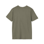 Olive green plain thirty something t shirt from LuckeLadybug shown from the back