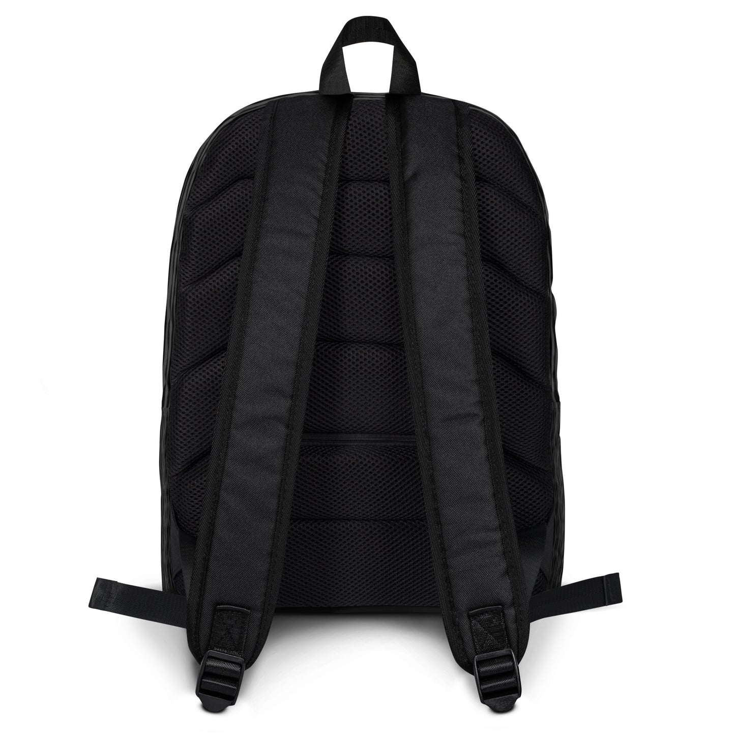 LuckeLadybug black striped backpack with padded mesh back panel and adjustable shoulder straps for comfortable daily use