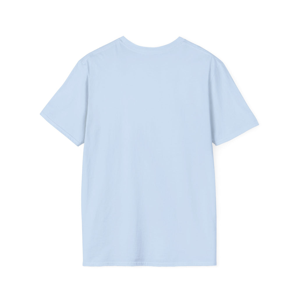 Light blue plain LuckeLadybug T-shirt back view cute Yorkie dog mom shirt for women