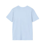 Light blue plain LuckeLadybug T-shirt back view cute Yorkie dog mom shirt for women