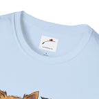 Light blue cute Yorkie dog mom shirt for women by LuckeLadybug with dog illustration