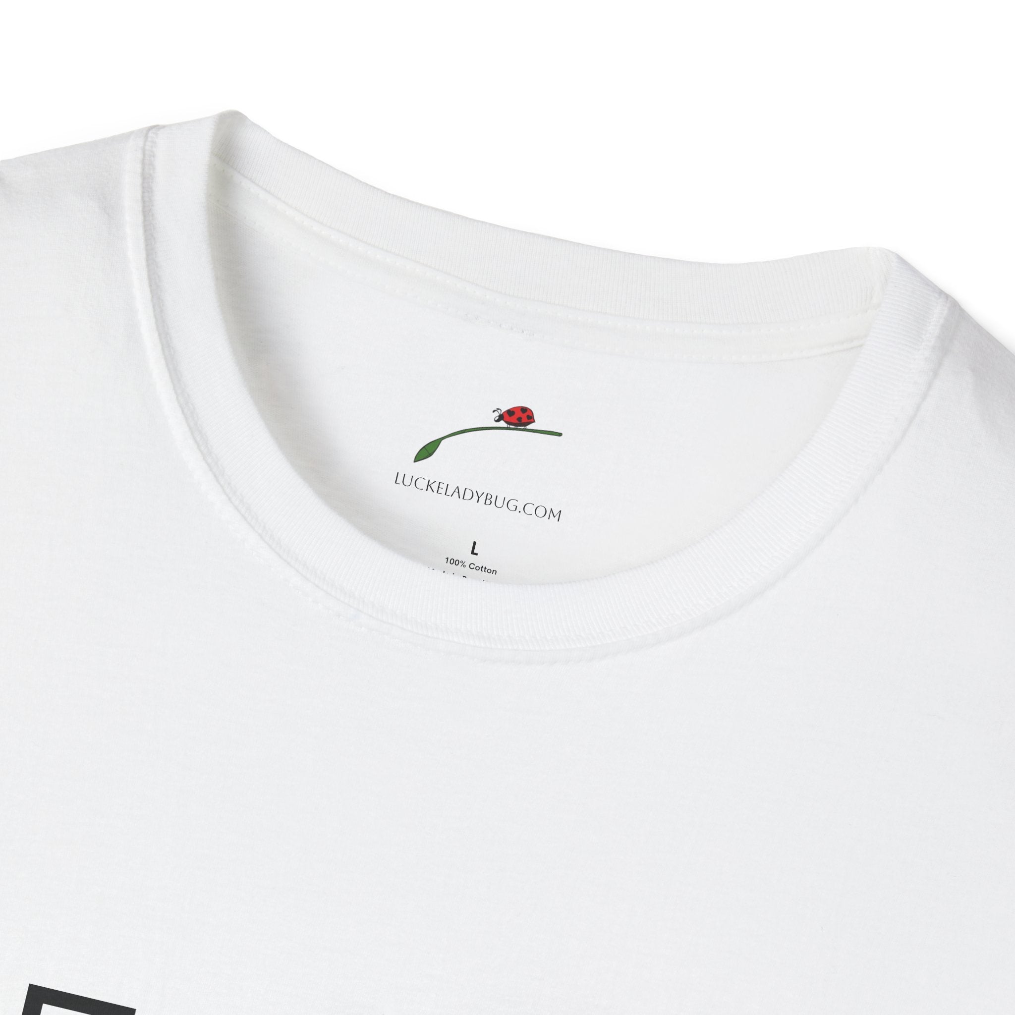White LuckeLadybug fifty something t shirt with round neckline and cotton fabric