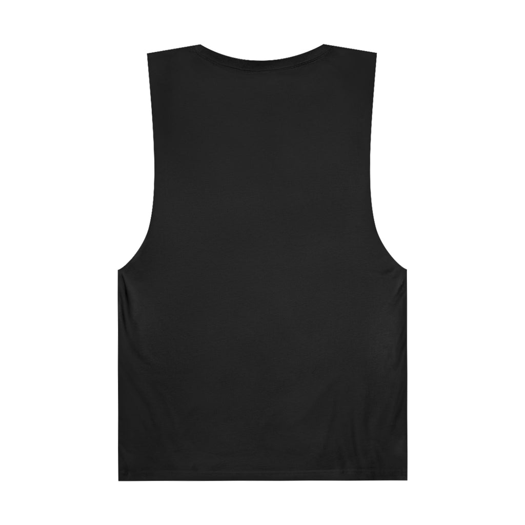 Black sleeveless back view novelty tank top for summer by LuckeLadybug with a simple design
