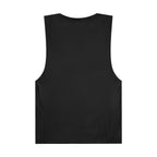 Black sleeveless back view novelty tank top for summer by LuckeLadybug with a simple design
