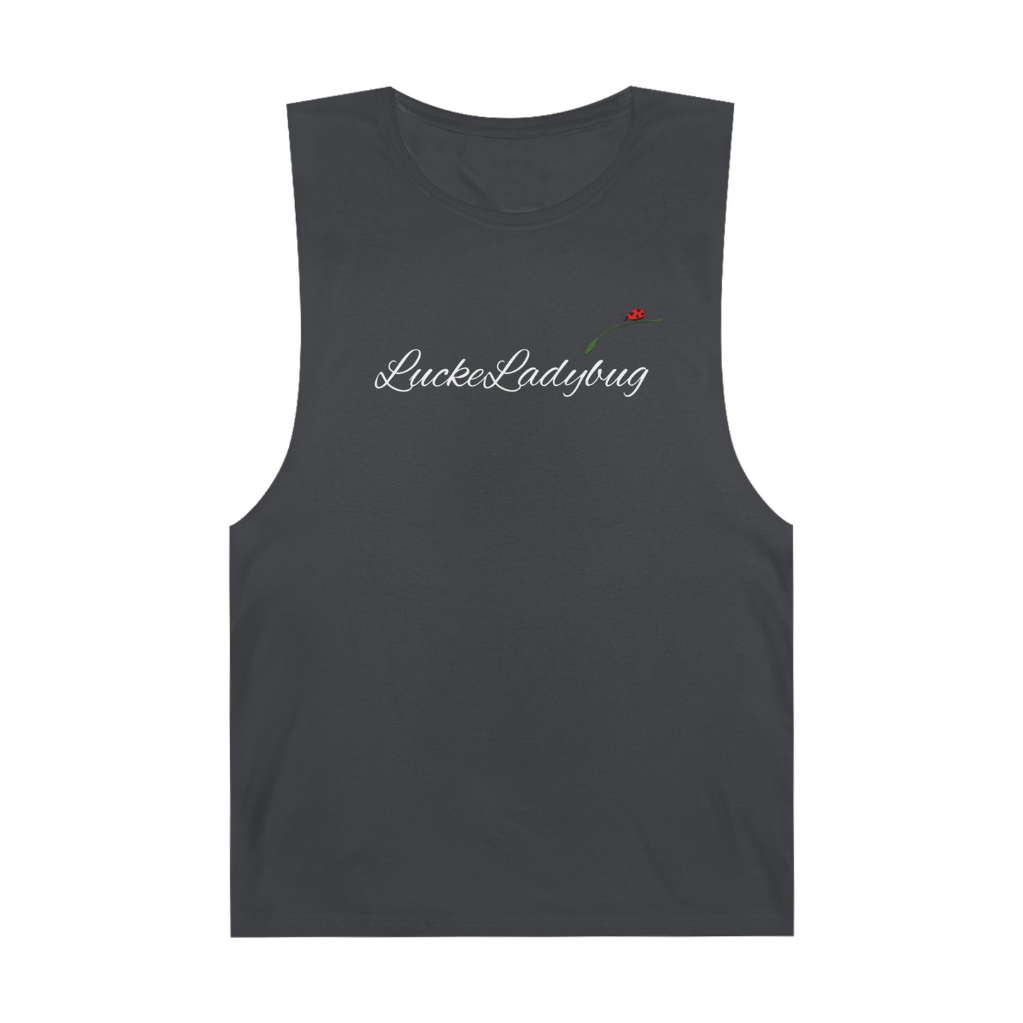LuckeLadybug black sleeveless tank top with logo embroidery novelty tank top for summer