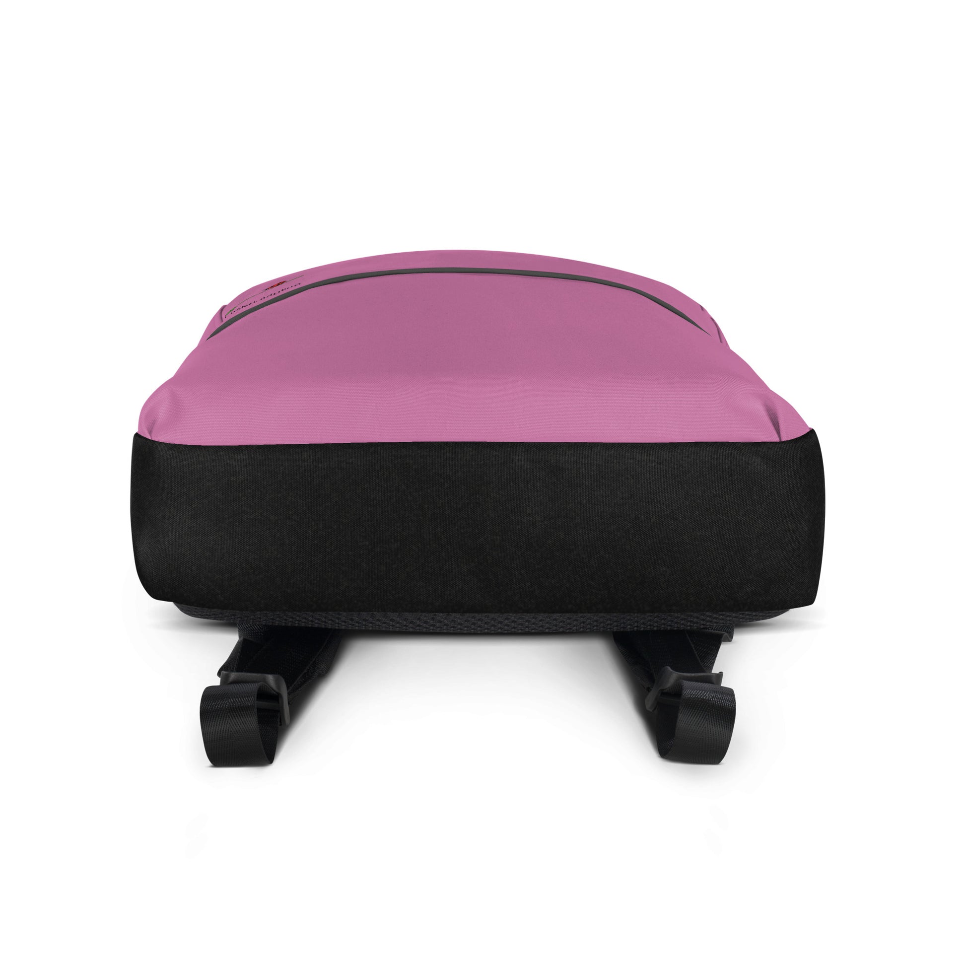 LuckeLadybug pink backpack for teens and adults with black base and adjustable straps