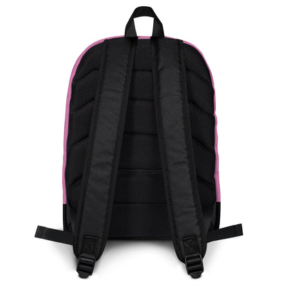 Back view of LuckeLadybug pink backpack for teens and adults with padded black shoulder straps
