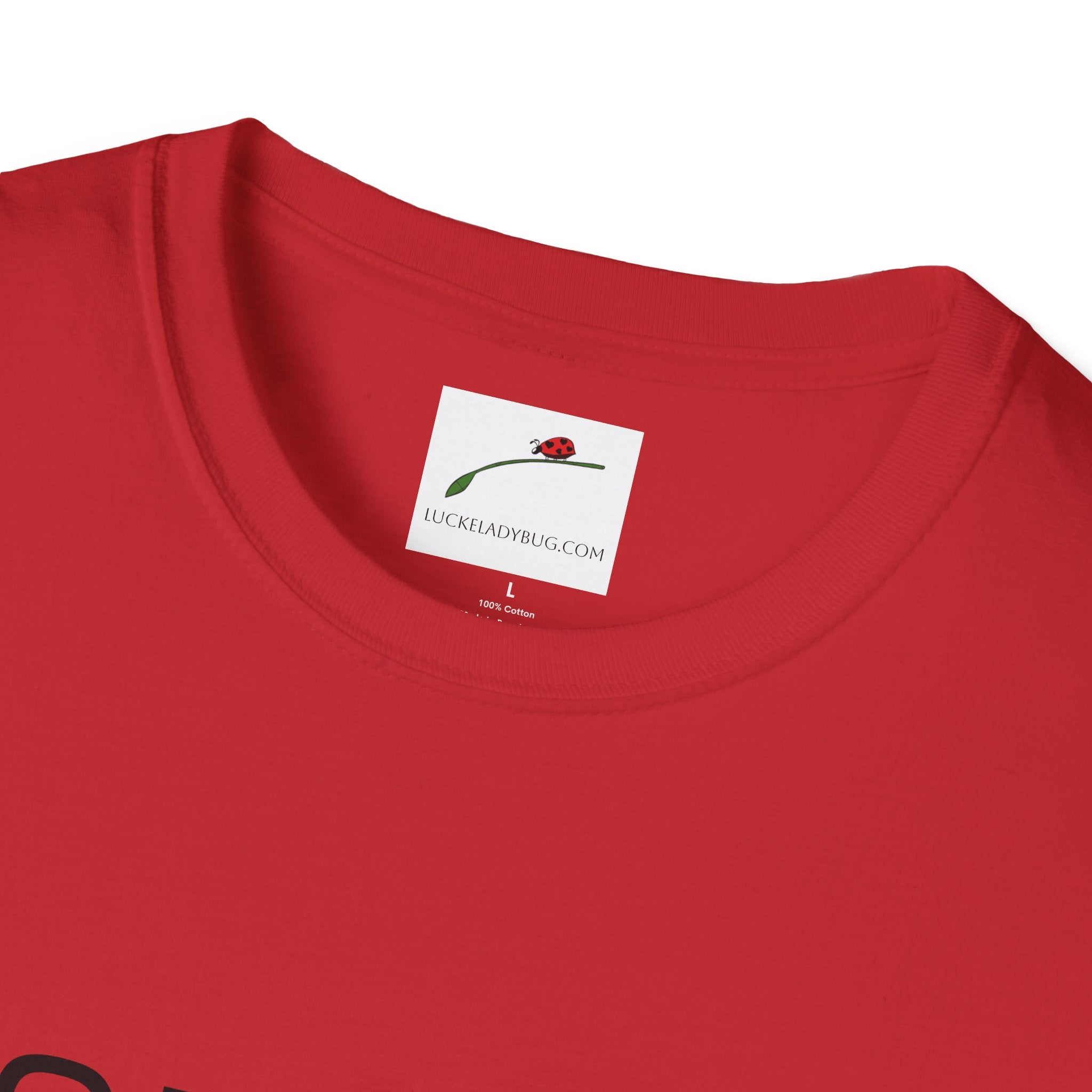 Red LuckeLadybug sixty something birthday shirt with crew neck and soft cotton fabric