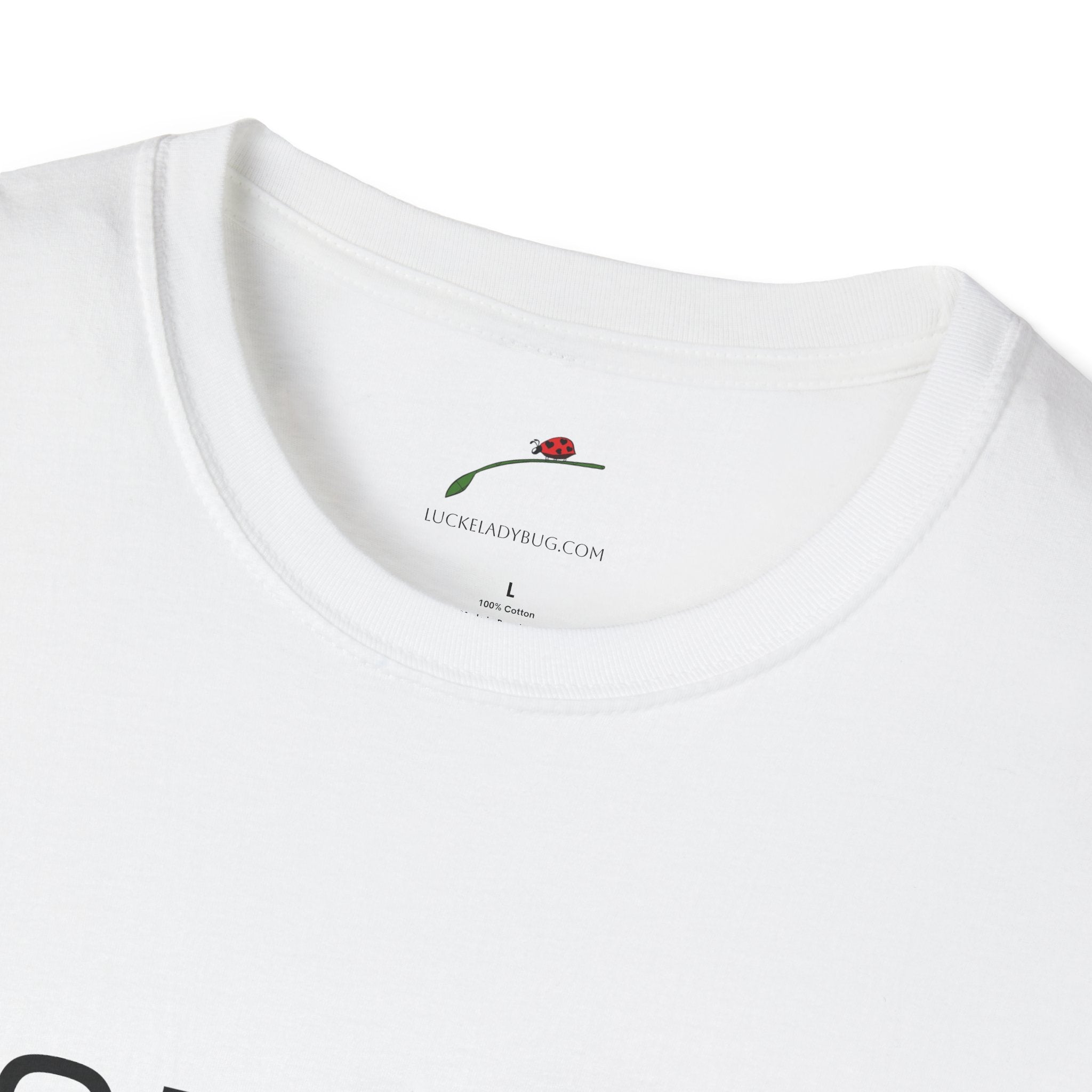 White LuckeLadybug sixty something birthday shirt with round neckline and soft cotton fabric