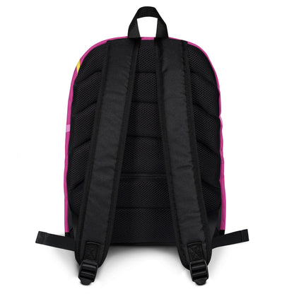 Back view of LuckeLadybug stylish school backpack with padded black straps and breathable back panel