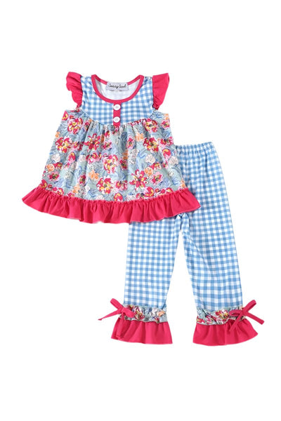 Adorable Magenta Floral Ruffle Pants Set For Your Little Fashionista! - LuckeLadybug LLC