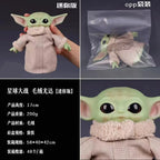 Mandalorian action figure of a cute green character dressed in beige, measuring 17cm in height