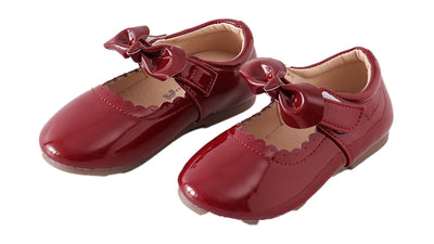 Adorable Maroon Bow Mary Jane Shoes: Perfect For Your Stylish Baby Or Toddler! - LuckeLadybug LLC